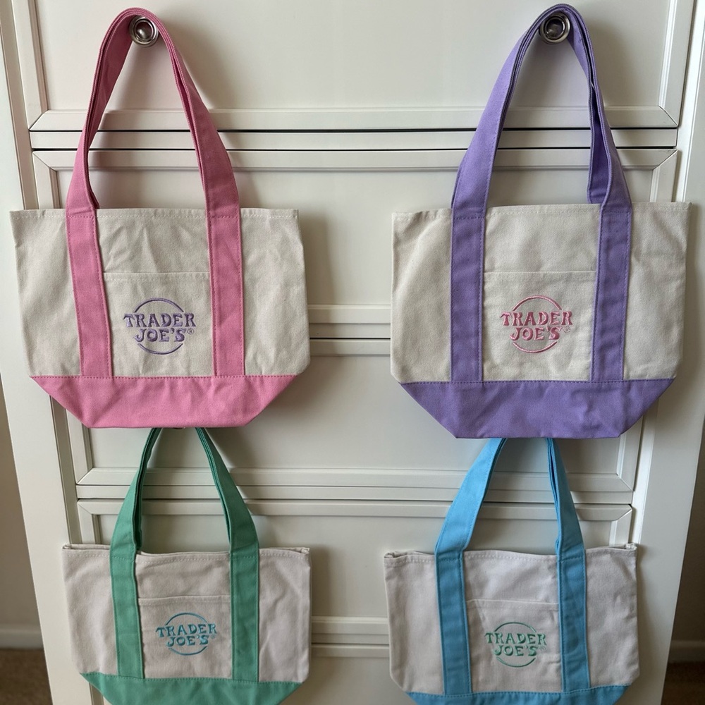 New Trader Joe’s Mini Canvas Tote Bags. PICK YOUR COLOR. $45 EACH.